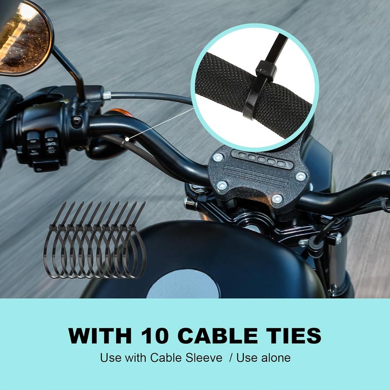 AGPtek Cable Sleeve Cover, 10ft - 4/5inch, with 10 Fastening Cable Ties, Cord Management for Home Office Desk PC TV Computer Automotive Wire Loom Tubing Cord Protection Self-Wrapping, Black - Image 3