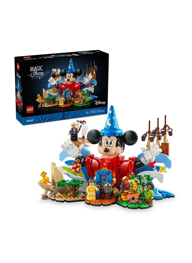 ليغو Lego Ideas Magic Of Disney Set, Collectible Model Kit For Adults To Build Featuring Mickey Mouse, Simba And Other Characters, Great For Home Office Decor, Nostalgic Gift For Women & Men 21352 (1,103 Pieces)