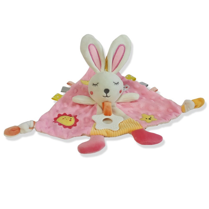 Baby early education puzzle anting towel bean label can be imported bite baby soothing sleeping doll manufacturers direct supply Triangle Rabbit 