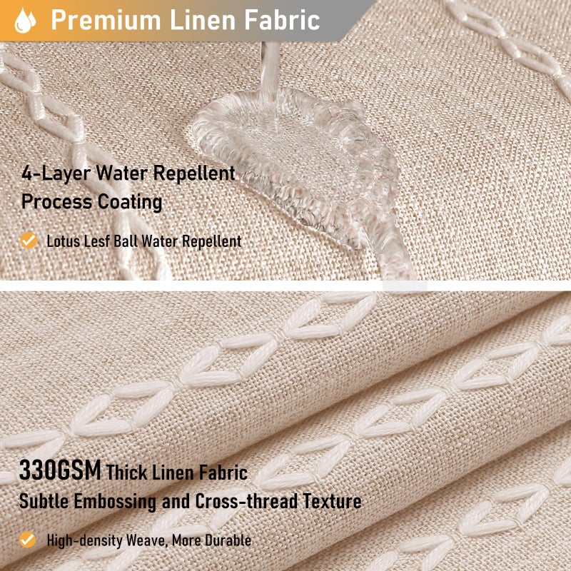 BTTN Boho Farmhouse Shower Curtain, Linen Rustic Heavy Duty Striped Fabric Shower Curtain Set with Tassel, Water Repellent, Bohemian Vintage Country Cloth Shower Curtain for Bathroom, Tan/Taupe, 72x72 - Image 4