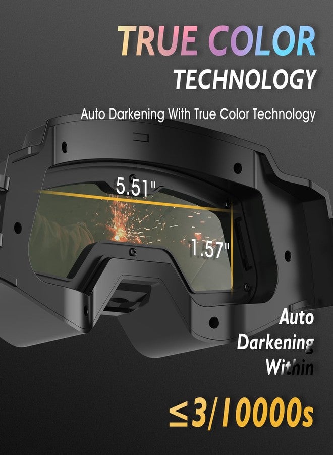 TOOLIOM Auto Darkening Welding Goggles, 4 Arc Sensor Eye Protection Safety Goggles Welding Glasses with 𝐋𝐄𝐃 𝐋𝐢𝐠𝐡𝐭𝐢𝐧𝐠 & 𝐓𝐘𝐏𝐄-𝐂 𝐂𝐡𝐚𝐫𝐠𝐢𝐧𝐠 - Image 3