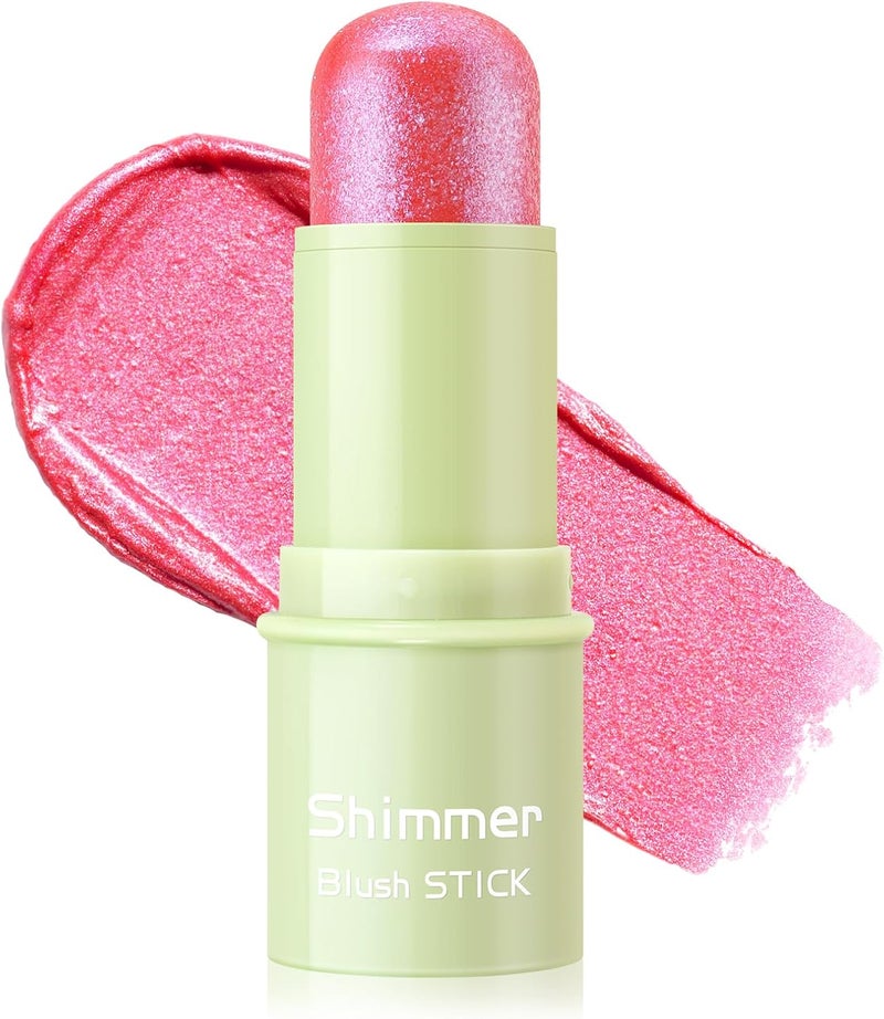 Boobeen Cream Makeup Blush Stick Shimmer Blush for Cheeks Glow Blush Makeup Lightweight Waterproof Highlighter Blush Wand Easy to Blend