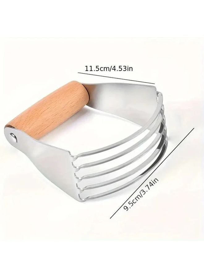 1pc Stainless Steel Manual Dough Mixer Pastry Cutter With Wood Handle - Image 4