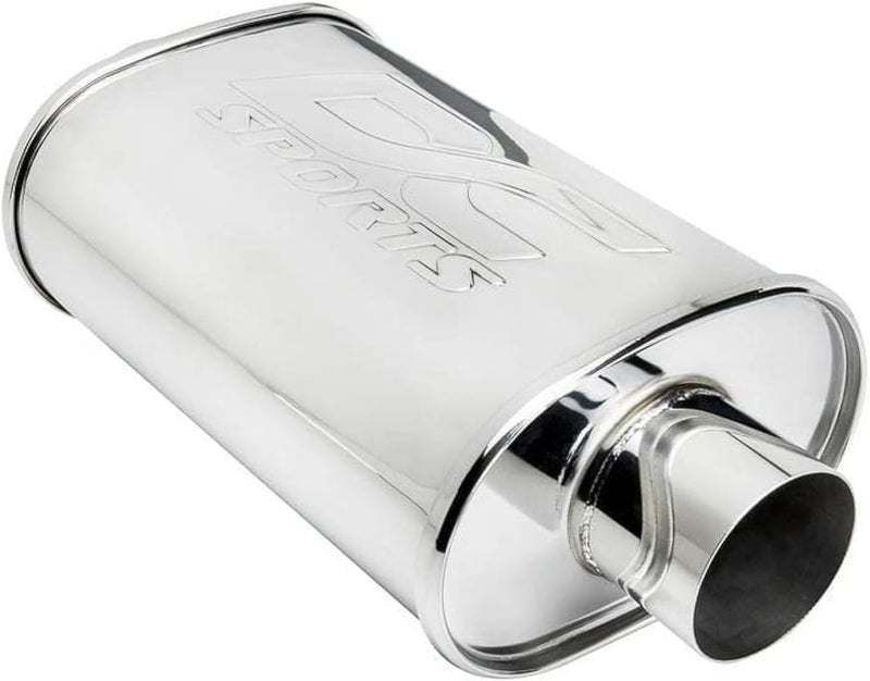 DC Sports Oval Muffler 2.5" to 2.5" - Stainless Steel Performance Exhaust - Image 1
