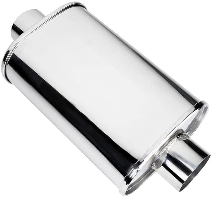 DC Sports Oval Muffler 2.5" to 2.5" - Stainless Steel Performance Exhaust - Image 3