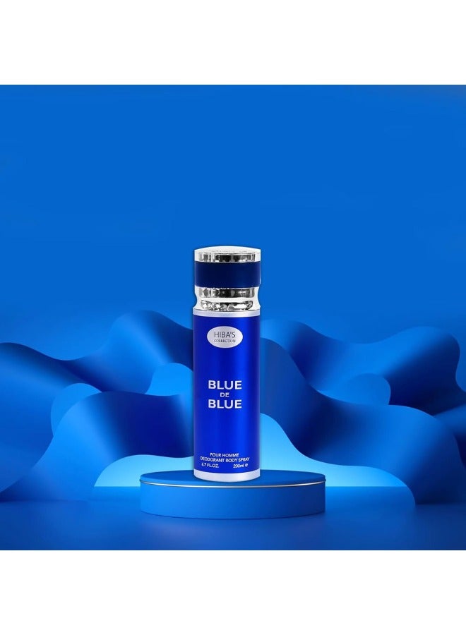هيبا'ز كوليكشن HIBA'S COLLECTION بلو دي بلو بور أوم مزيل العرق بخاخ الجسم - 6.7 فلوريدا أوقية. أوز. (200 مل) | رائحة ذكورية منعشة وديناميكية | نضارة تدوم طويلاً والتحكم في الرائحة - Image 3
