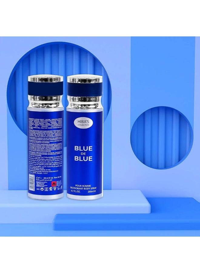 هيبا'ز كوليكشن HIBA'S COLLECTION بلو دي بلو بور أوم مزيل العرق بخاخ الجسم - 6.7 فلوريدا أوقية. أوز. (200 مل) | رائحة ذكورية منعشة وديناميكية | نضارة تدوم طويلاً والتحكم في الرائحة - Image 4