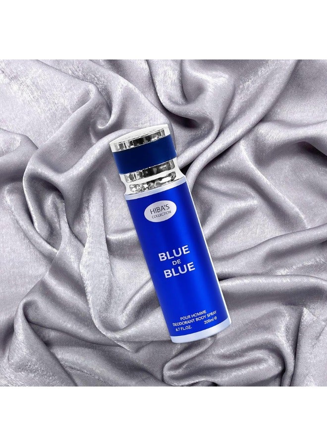 هيبا'ز كوليكشن HIBA'S COLLECTION بلو دي بلو بور أوم مزيل العرق بخاخ الجسم - 6.7 فلوريدا أوقية. أوز. (200 مل) | رائحة ذكورية منعشة وديناميكية | نضارة تدوم طويلاً والتحكم في الرائحة - Image 5