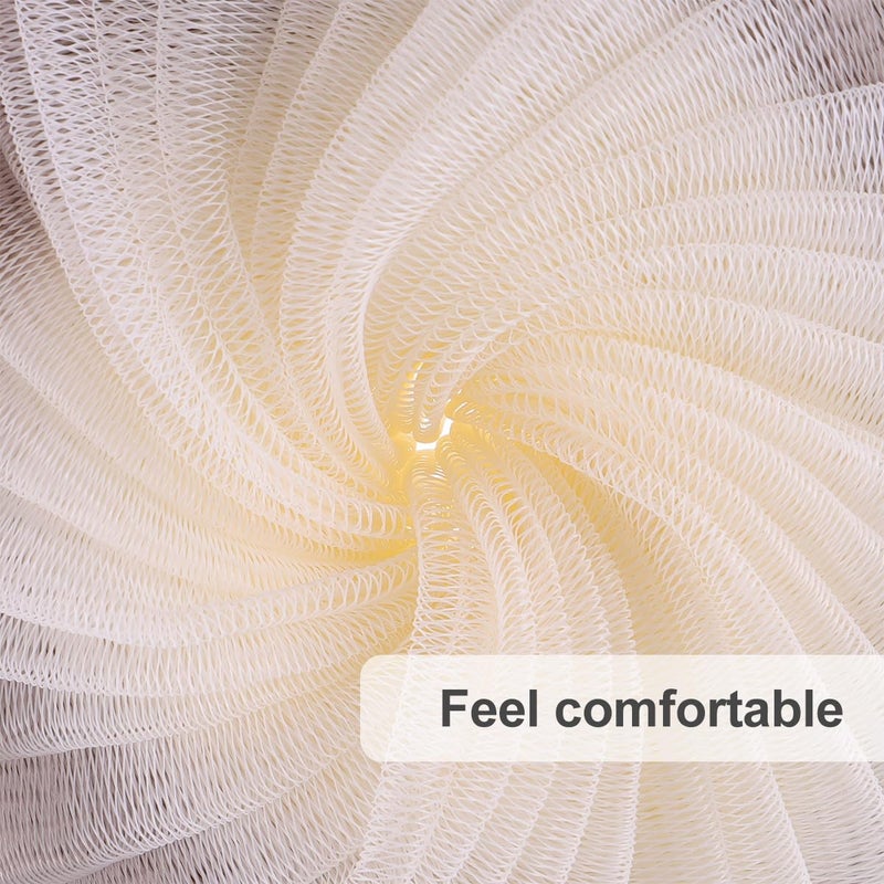 Dual Color Large Mesh Bath Sponge Pouf Set Of 3 Body Scrubber Loofah For Exfoliating - Image 4