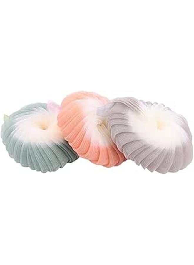 Dual Color Large Mesh Bath Sponge Pouf Set Of 3 Body Scrubber Loofah For Exfoliating - Image 1