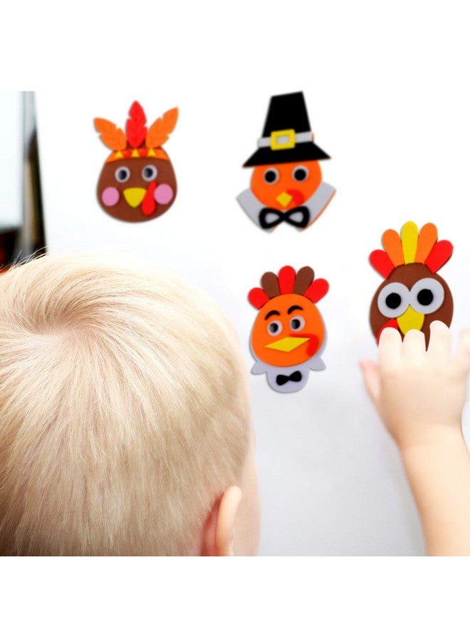 Weewooday 12 Pieces Thanksgiving Turkey Head Magnet Craft Kit Self-Adhesive DIY Turkey Craft Kit Festive Fall Thanksgiving Party Game School Home Activities and Refrigerator Decoration Supplies for Kids Adults - Image 5