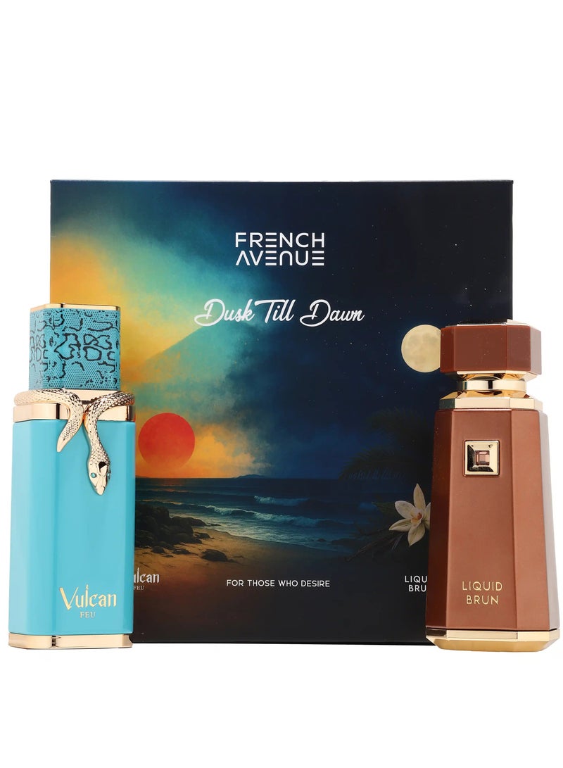 French Avenue Dusk Till Dawn Combo Pack Eau De Parfum(EDP) - Perfume Gift Set For Men, 2 Bottles - Liquid Brun Vulcan Feu - Image 1