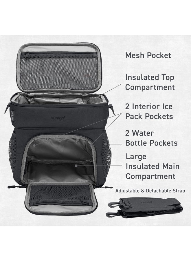 Bentgo Bentgo Prep Deluxe Insulated Multimeal Bag - Lunch Box Bag, Holds 5 Meals, Premium Insulation up to 8 Hrs, Durable, Water-Resistant - Large Capacity For Adult Meal Prep (Dark Gray) - Image 4