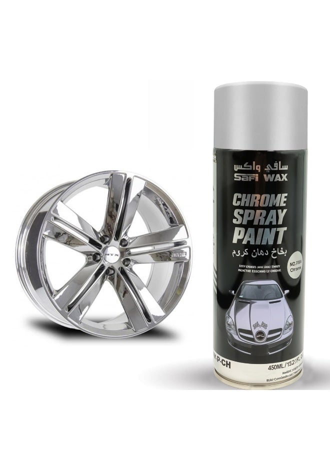 Safi WAX Chrome Spray Paint 450ml for Car Parts, Bike Parts, Metal, Wood, Furniture, DIY Decor, High Gloss Metallic Finish, Fast Dry, Anti-Rust Compatible, Premium Coverage for Interior Exterior Use, Touch Up Spray for Grills, Gates, Frames, Home Decoration - Image 1