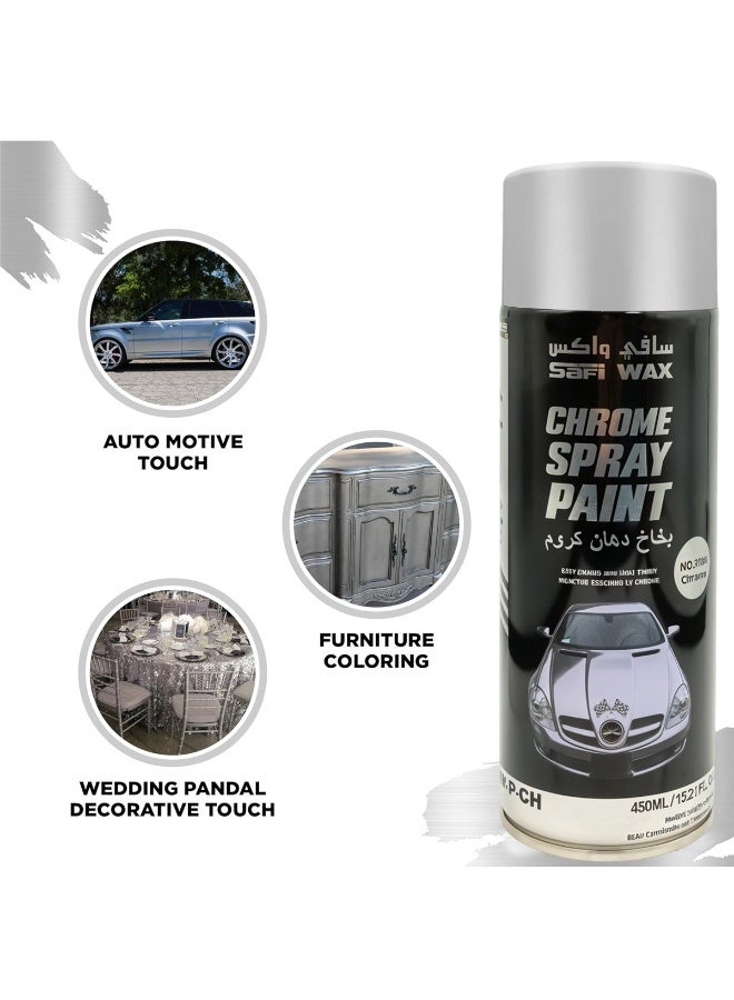 Safi WAX Chrome Spray Paint 450ml for Car Parts, Bike Parts, Metal, Wood, Furniture, DIY Decor, High Gloss Metallic Finish, Fast Dry, Anti-Rust Compatible, Premium Coverage for Interior Exterior Use, Touch Up Spray for Grills, Gates, Frames, Home Decoration - Image 5