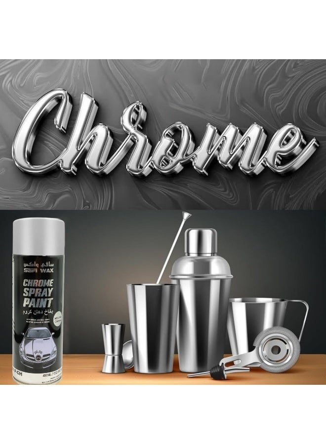 Safi WAX Chrome Spray Paint 450ml for Car Parts, Bike Parts, Metal, Wood, Furniture, DIY Decor, High Gloss Metallic Finish, Fast Dry, Anti-Rust Compatible, Premium Coverage for Interior Exterior Use, Touch Up Spray for Grills, Gates, Frames, Home Decoration - Image 4