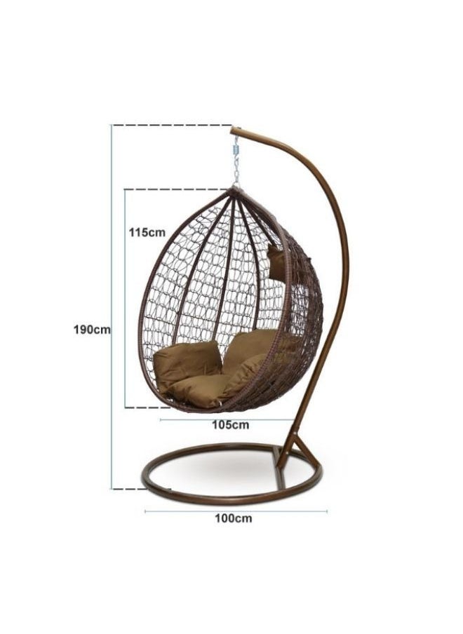 KARNAK Karnak Indoor Outdoor Patio Wicker Hanging Chair Swing Egg Basket Chairs with Stand UV Resistant Cushions 120kg Capacity for Patio Backyard Balcony (Brown)  - Image 2