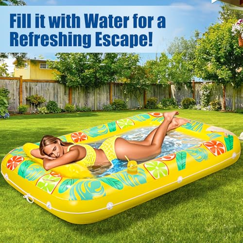 Panadajoy Tanning Pool Floats for Adults with Cup Holder Pillow Thick UVResistant PVC Portable Float for Backyard Pool Lake Compact Design Easy Inflation Durable for Tanning Relaxation - Image 5