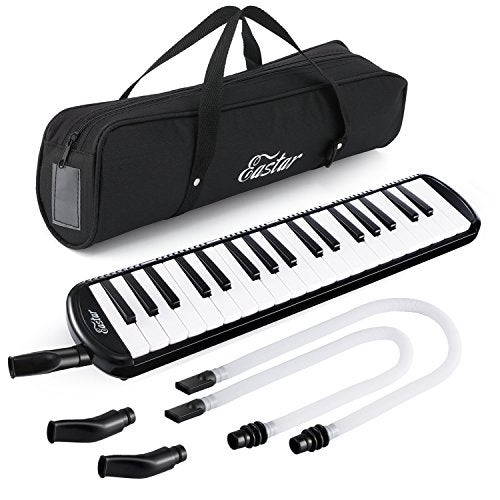 Eastar 37 Key Melodica Instrument with Mouthpiece Air Piano Keyboard, Carrying Bag, Black - Image 1