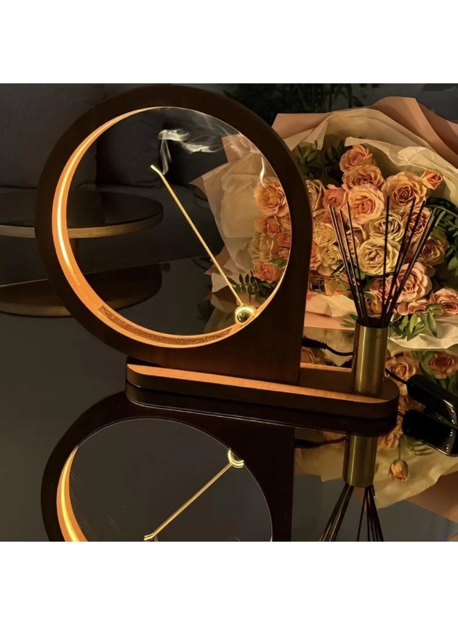 Gardenia Sundus Wooden Incense Burner with Hidden Light – Luxury Design with Golden Steel Bowl & 20 Premium Morouki Incense Sticks – Warm Ambient Lighting - Image 2