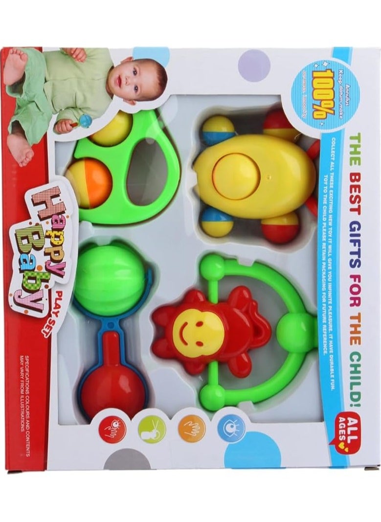Sound & Skill Discovery! Baby Rattle Set 4 Pieces: Stimulate Senses & Develop Skills!