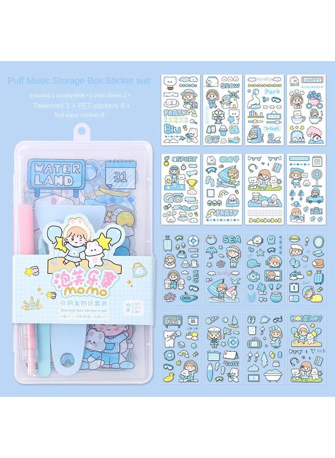 Bluejw Girl Heart Cartoon Sticker Suit Diy Cute Hand Account Material Material Package Boxed Goo Card Sticker Stationery Wholesale - Image 1