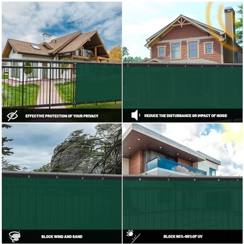 SUNNY GUARD Privacy Screen Fence 3/4/5/6/7/8 FT Heavy Duty Dustproof Denoise Fencing Mesh Fabric Shade Net Cover for Outdoor Wall Garden Yard Pool Deck,6' x 50' Dark Green(We Make Custom Size) - Image 4