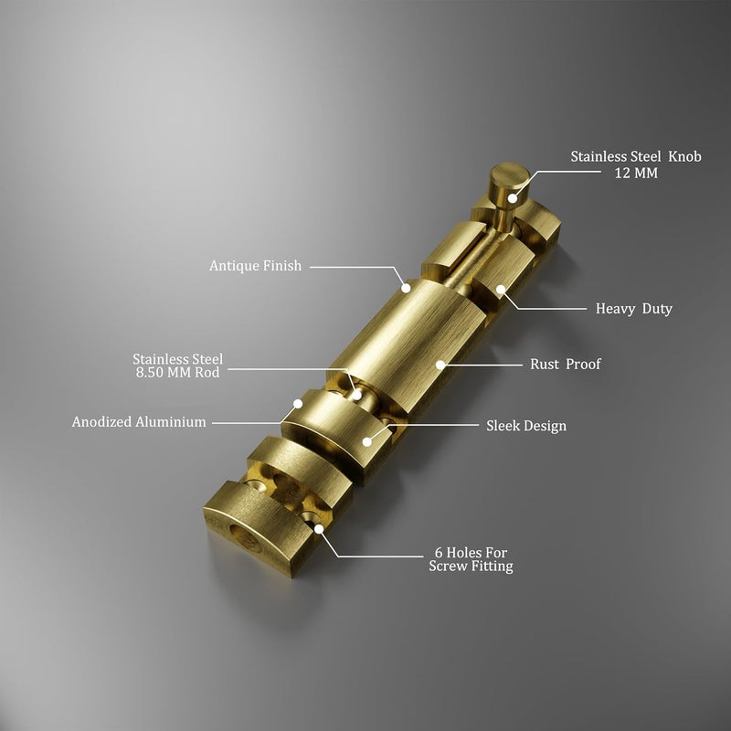 Atlantic Aluminium Tower Bolt 8 inch for Homes and Offices Antique Finish Pack of 4 Pcs - Image 3