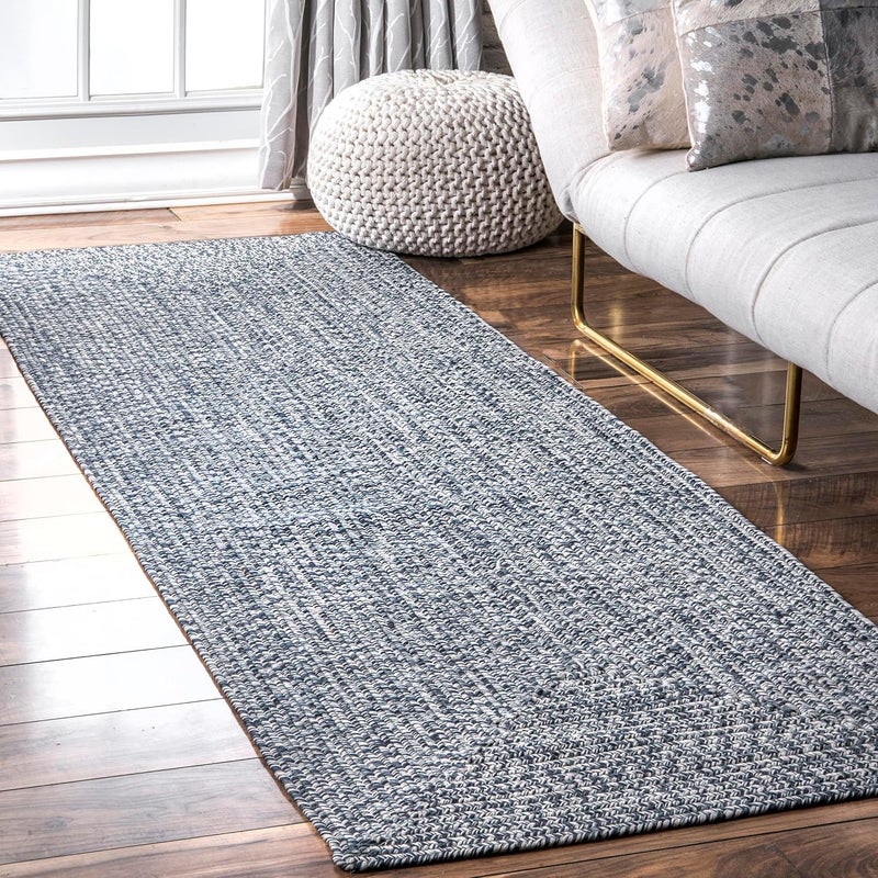 nuLOOM Braided Indoor/Outdoor Area Rug, 3' x 18', Wynn Navy - Image 1