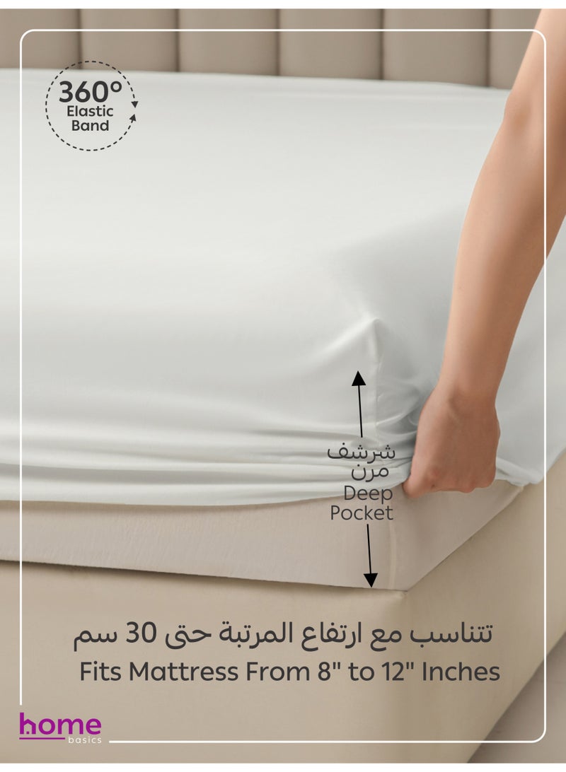 Donetella Bedding Fitted Sheet - Fits 120x200 Cm Bed For Twin Bed 2 Pcs (1 Fitted Sheet and 1 Pillowcase) - 30 Cm Deep Pocket - Solid Bed Sheet - Image 4