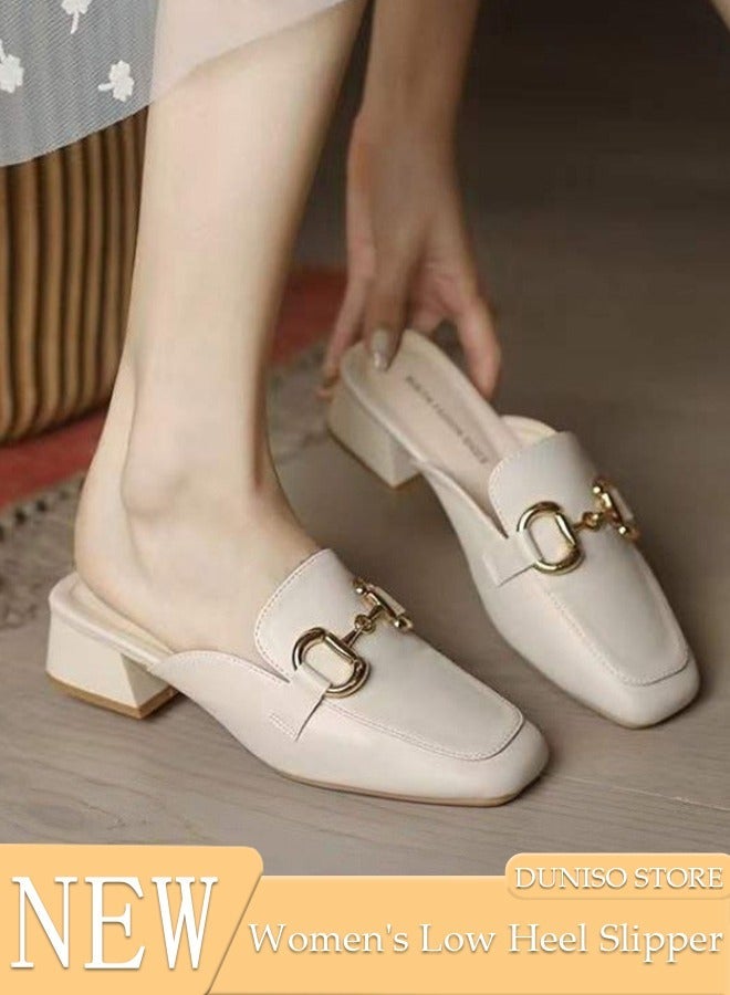 DUNISO Women's Flat Mules Closed Toe Sandals Fashion Flats Square Toe Slip Comfortable Women Slippers Backless Slip On Loafer Shoes for Indoor & Outdoor - Image 1