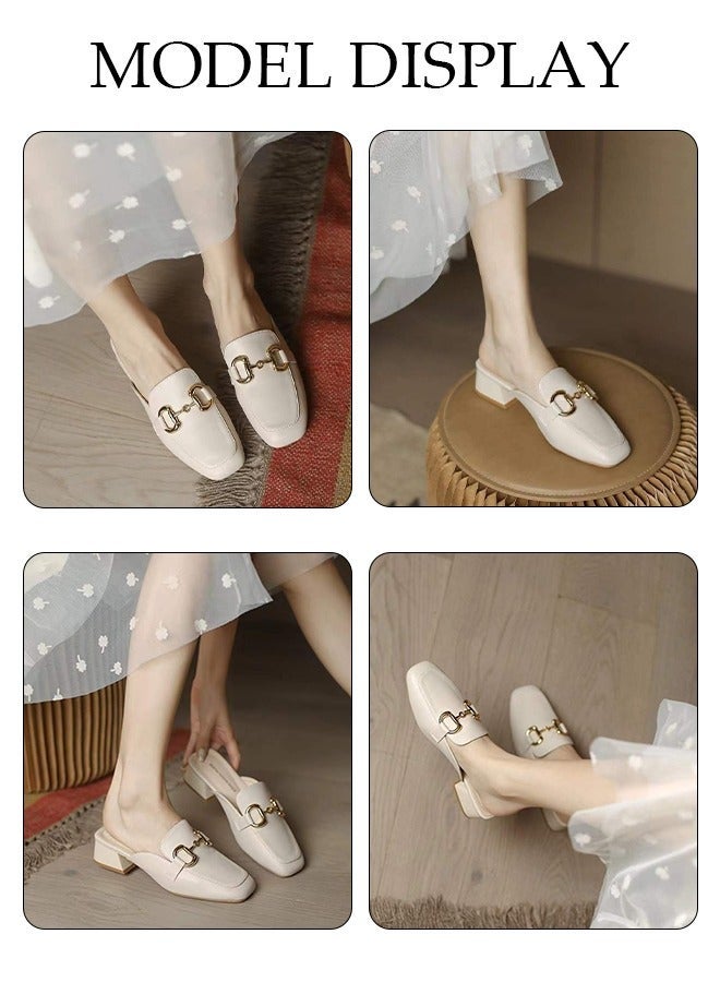 DUNISO Women's Flat Mules Closed Toe Sandals Fashion Flats Square Toe Slip Comfortable Women Slippers Backless Slip On Loafer Shoes for Indoor & Outdoor - Image 4