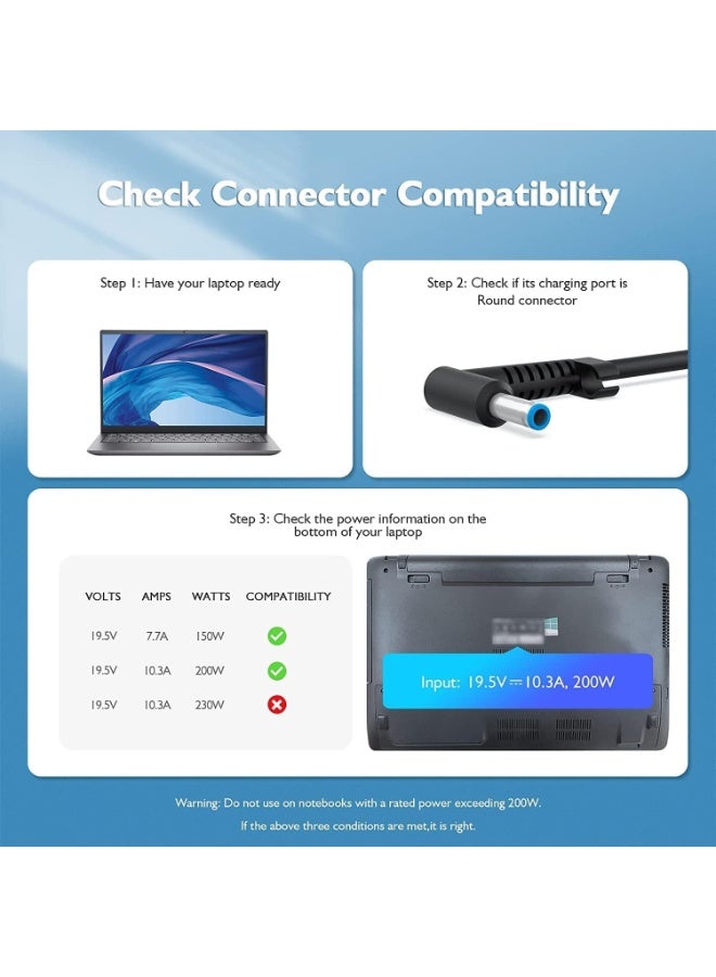 200W Genuine Laptop Charger for HP OMEN, Pavilion Gaming & ZBook – High Power & Safe Charging – Ideal for Gaming & Heavy Professional Use - Image 3