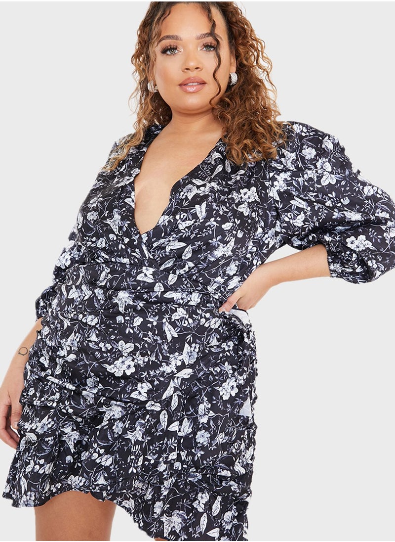 In The Style Curve Floral Print Mini Dress  - Image 1
