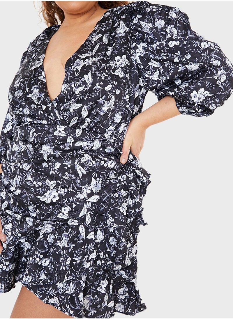 In The Style Curve Floral Print Mini Dress  - Image 3