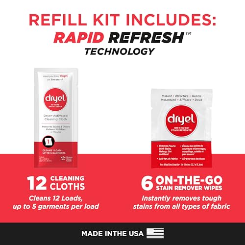 dryel At-Home Dry Cleaner Refill, New and Improved, Gentle Laundry Care for Special Fabrics and Dry-Clean-Only Clothes, 12 Loads with On-the-Go Stain Remover - Image 2
