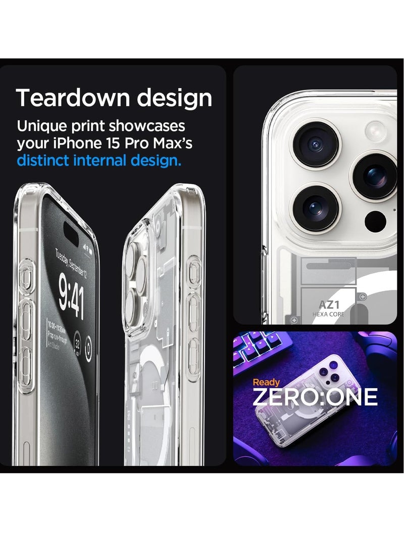 غطاء حافظة MagFit مدمج ممتاز مصمم لغطاء حافظة MagFit المصمم لهاتف iPhone 15 Pro Max متوافق مع MagSafe - Zero One White - Image 3