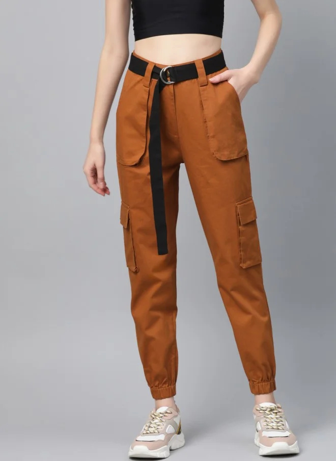STREET 9 Mustard Brown Cargos for Women