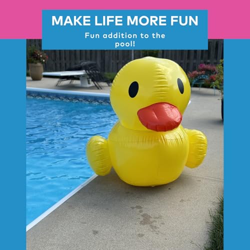 Fun Express Giant Inflatable Rubber Duck 4 Feet - Large Yellow Duck Pool Float for Birthday Party Decorations | Big Rubber Ducky for Baby Showers, Easter Decor & Outdoor Events | Premium Vinyl Design - Image 4