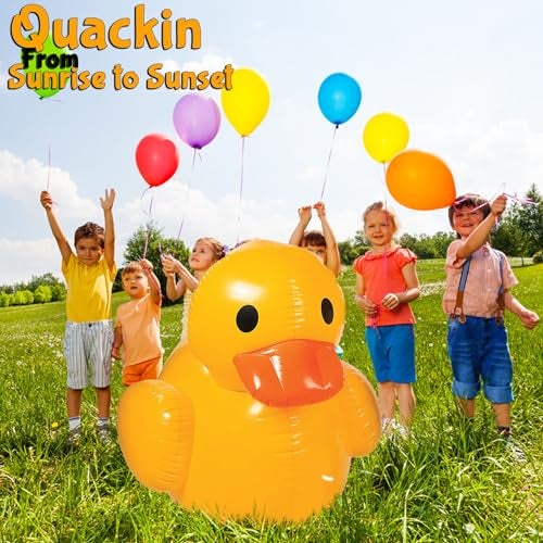Fun Express Giant Inflatable Rubber Duck 4 Feet - Large Yellow Duck Pool Float for Birthday Party Decorations | Big Rubber Ducky for Baby Showers, Easter Decor & Outdoor Events | Premium Vinyl Design - Image 5