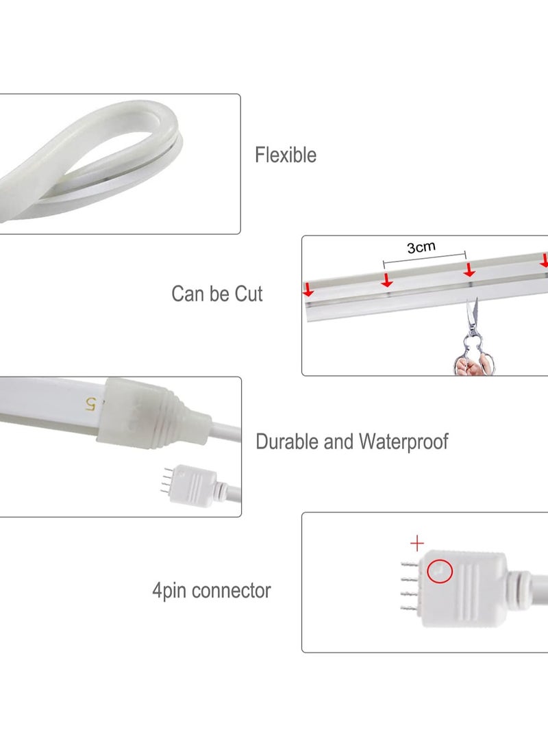 Festive Gallery 12V LED Neon Rope Strip light, 16.4ft / 5MLED Strip Lights, 12V Flexible Neon Flex for Kitchen Bedroom Indoor Outdoor Home Decor DIY Included Adaptor Color Blue - Image 3