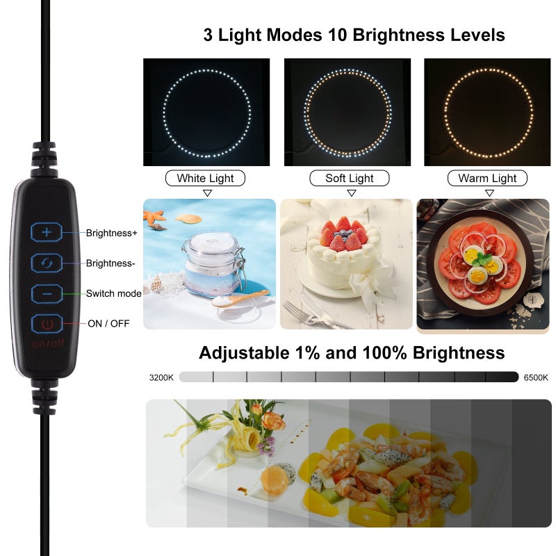Mini Photo Studio Light Box: 160 LED Beads, 3 Color 10-Level Dimmable, CRI ≥90, 3200-6500K - Foldable Portable Hook And Loop Design, 12 Dual-Sided Backdrops - Light Box Photography For Professional Pr - Image 2