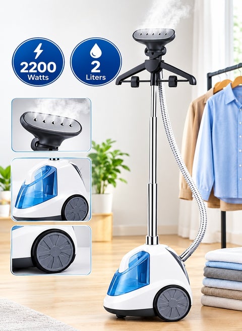 2 LTR GARMENT STEAMER, 2200W | 4 power setting | 50 seconds heat up time | Water Jug | Steam Sprayer Frame | Clothes Hanging Rod Interface| White Color | Model Name: RO-02GSY