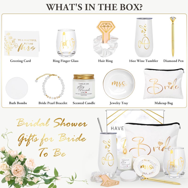 Frerdui Bride To Be Gifts Box, Bridal Shower Gifts, Bachelorette Engagement Wedding Gift Basket for Bride, Unique Bachelor Party Fiancee Gift for Women, Future Mrs Newly Engaged Bachelorette Party Favors - Image 2