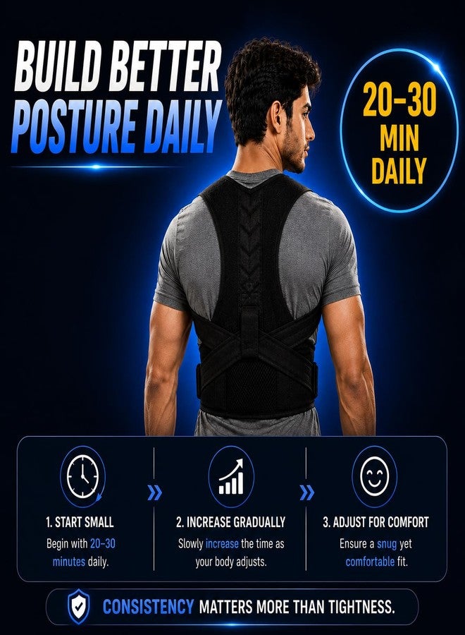 PulGos Posture Corrector Belt for Men & Women | Adjustable Back Brace for Posture Correction and Spine Support | Comfortable Daily Wear for Back, Neck and Shoulder Relief | Universal Size 30-48 Inches - Image 2
