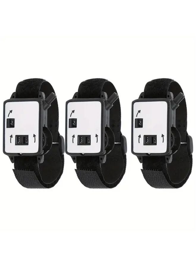 Black Golf Scoring Counter Watch 3pcs Portable Manual Wristband Stroke Keeper - Image 2