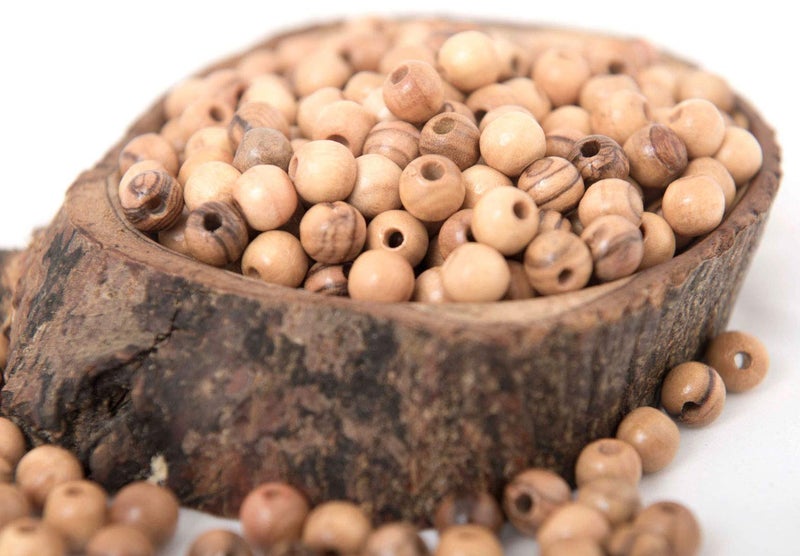 ZULUF 8mm Olive Wood Beads from Jerusalem – Natural Round Wooden Beads for Jewelry Making (60pcs) Bulk 8mm Rosary Bracelet Craft Supplies with Certificate BEAD005 - Image 1