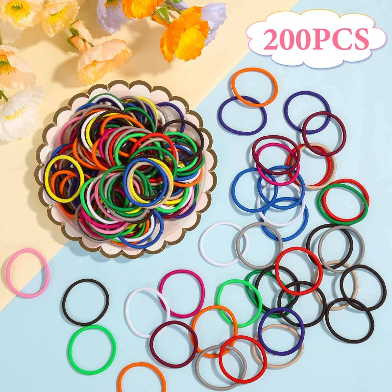 Anezus 200 Pcs Hair Ties for Women Girls Hair Elastics Hair Bands Ponytail Holders Hair Rubber Bands for Thick Straight Curly Hair (Multi-colored) - Image 5