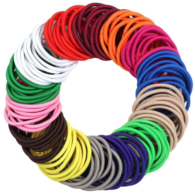 Anezus 200 Pcs Hair Ties for Women Girls Hair Elastics Hair Bands Ponytail Holders Hair Rubber Bands for Thick Straight Curly Hair (Multi-colored) - Image 1