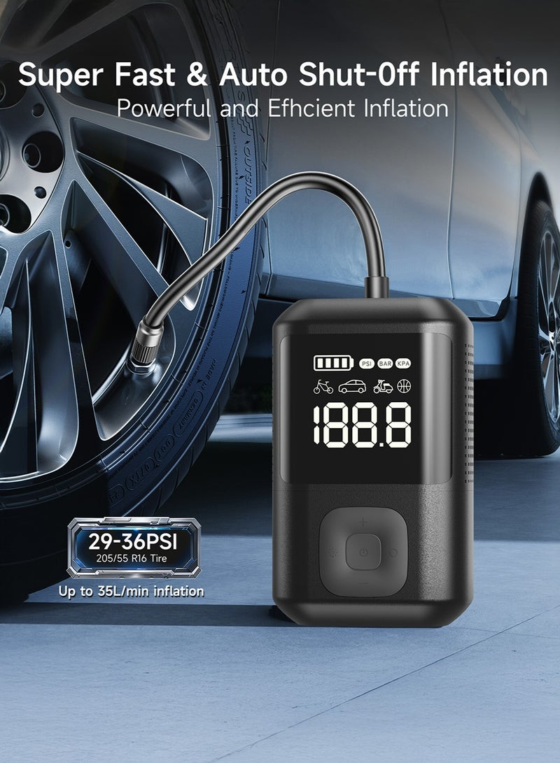 Lydsto مضخة نفخ السيارات 1S مع ضوء LED، قياس ضغط دقيق، شحن نوع-C، مع 5 أوضاع نفخ - Image 2